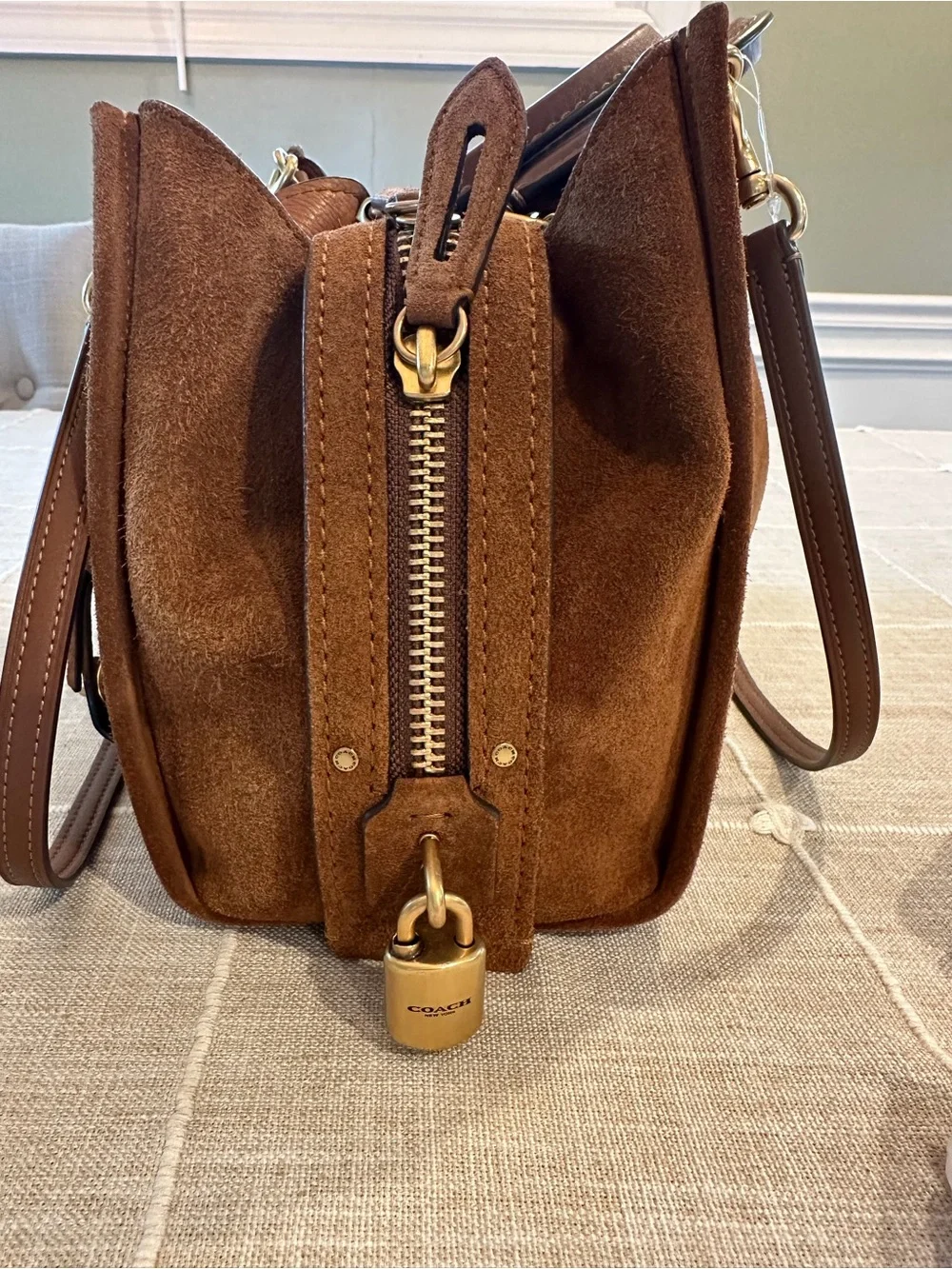 100% Coach Rogue Bag 31 Suede Leather Warm Brown Mint Condition Receipt - Picture 15 of 16